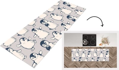 Keukenloper - Loper keuken - Patronen - Pinguïn - IJs - 150x50 cm - Keukenloper vinyl