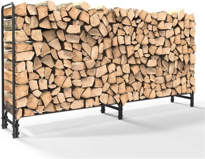 Houten en metalen houtopslag voor buiten, vuurhoutrek met ruime afmetingen van 233 x 34,8 x 118 cm, ideaal voor tuin en terras