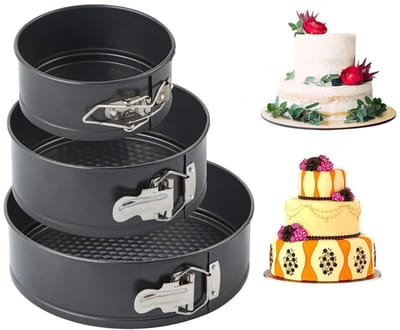 Dailygoods- Springvorm 3-delig - Hoogwaardig Koolstofstaal - Antiaanbaklaag - Diameter 12/18/22 cm - Geschikt voor Oven/Magnetron - Makkelijk te Reinigen - Bakvorm