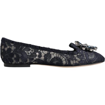 Dolce & Gabbana Blauwe Taormina Kanten Kristallen Ballerina's