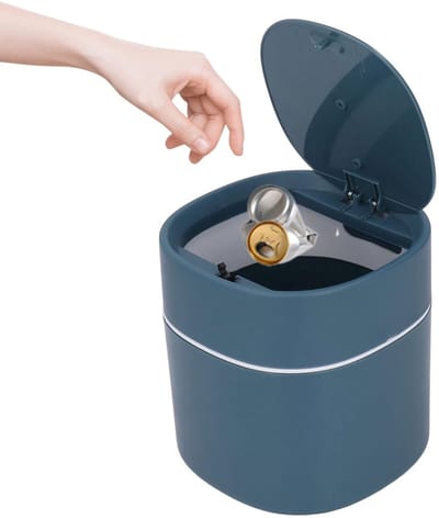 Dailygoods- Prullenbak Mini 1,5 L - Prullenbak met Deksel - Afvalbakje Aanrecht - Afvalbak Bureau - Prullenbak Badkamer - Verstelbare Opening