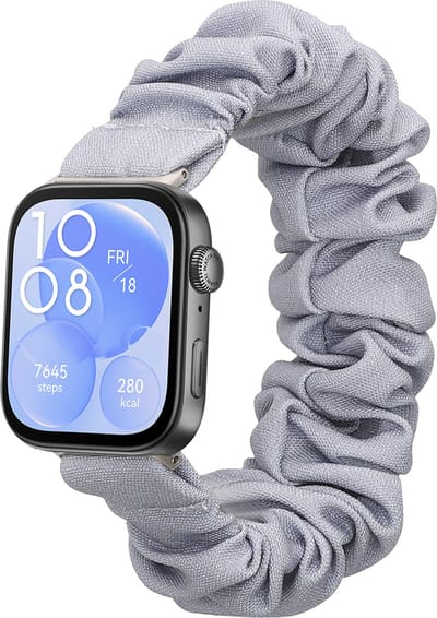 kwmobile elastisch bandje voor smartwatch - geschikt voor Huawei Watch Fit 3 / Fit 4 - Horlogebandje van katoen - In blauwgrijs