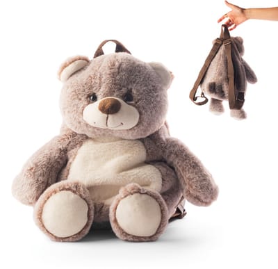 Cute since 1999 - Knuffel rugzak - Grijze Beer Rugzak - Boekentas kleuter - Zachte rugtas meisjes en jongens - 45x25cm