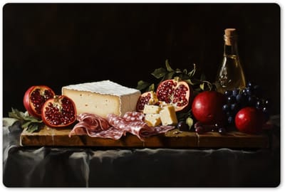 Placemats 45x30 cm - Placemat kunststof - 1 stuk - Stilleven - Vintage - Borrelplank - Borden onderleggers - Decoratie voor op tafel - Keuken tafeldecoratie accessoires - Vinyl onderlegger - Tafelversiering