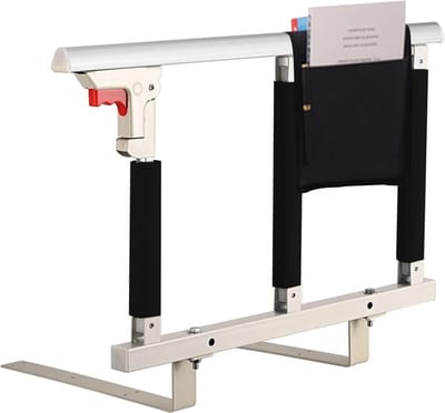 SnelShoppen - Vouwbare Bedhekje Veiligheidsrail voor Ouderen - Handgreep Ondersteuning - Handicapped Bedrail met Opbergzak - Wit 70 x 40 cm