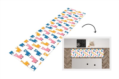Keukenloper - Loper keuken - Lama - Dieren - Patronen - Roze - Blauw - 200x50 cm - Keukenloper vinyl