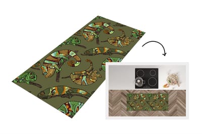 Keukenloper - Loper keuken - Patroon - Jungle - Kameleons - 120x50 cm - Keukenloper vinyl
