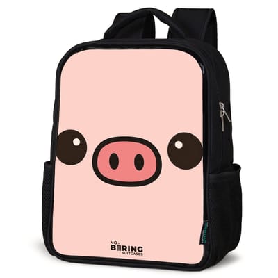 NoBoringSuitcases.com® - Rugzak zwart - Schooltas jongen & meisje - Varkensgezicht - Rugtas voor school - Boekentas kind - Schoolrugzak - Kinderrugzak
