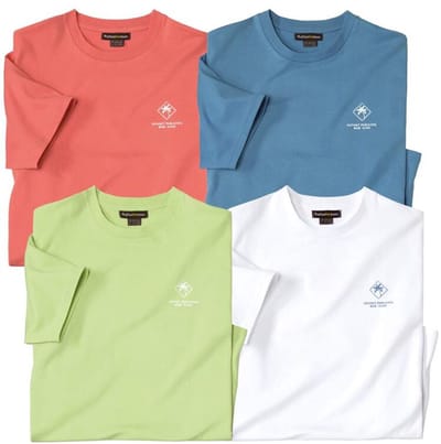 ATLAS FOR MEN - Set van 4 effen T-shirts van katoen Palm - Heren - Verkrijgbaar in grote maten - XL