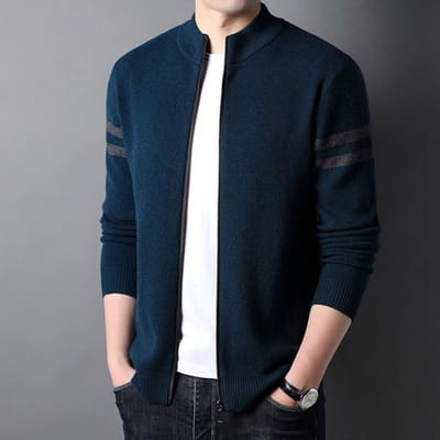 Herfst en Winter Zwart Opstaande Kraag Casual Effen Kleur Kasjmier Wol Slim-Fit Jong en Middelbaar Wol Trui Vest 3XL