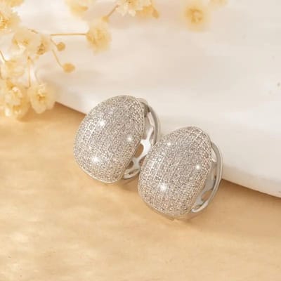 Huitan Grote Ring Oorbellen voor Vrouwen Kleur Bling Bling CZ Cirkel Oorbellen Bruiloft Feest Luxe Trendy Sieraden Drop Ship beige
