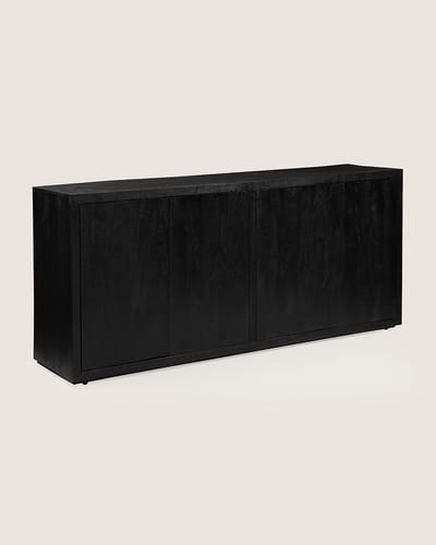 Dressoir 200 cm Mangohout – 4 Deuren – Zwart – Landelijk