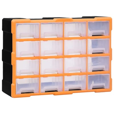 vidaXL - Organiser - met - 16 - medium - lades - 52x16x37 - cm