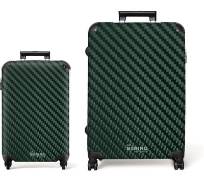 NoBoringSuitcases.com® - Kofferset 2 delig - Koffer lichtgewicht - Groene carbonstructuur - Reiskoffer set met 4 wielen - Handbagage trolley - Middelgrote rolkoffer - Ruimbagage koffer - Koffers met TSA slot