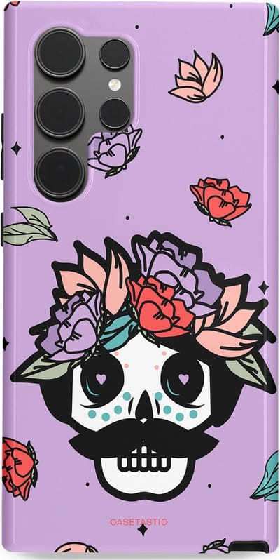 Casetastic Hoesje Geschikt voor Samsung S24 Ultra - Stijlvolle Beschermende Duo-layer Case - Schedel Snor