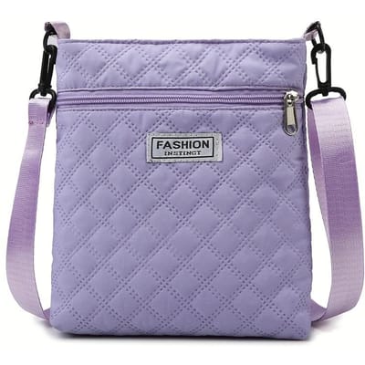 Sacs de voyage à la mode, légers, multicolores, en tissu Oxford, motif matelassé, fermeture éclair, bandoulière réglable violet clair