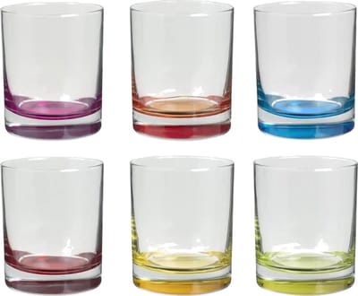 Drinkglas met gekleurde bodem - set van 6 stuks - 350cl