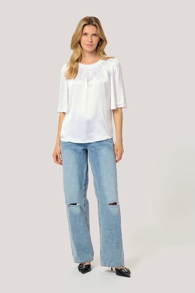 Blouse met korte mouwen Regular fit Chalk white