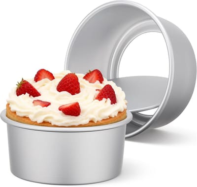 Daity 2-delige taartvormenset - Ronde taartvormen van 10 cm (4 inch) voor meerdere lagen - geschikt om te bakken - stomen en serveren. Oven- en vaatwasserbestendig.