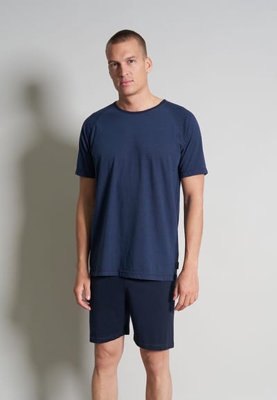 Ceceba heren shortama O-hals - donkerblauw gestreept