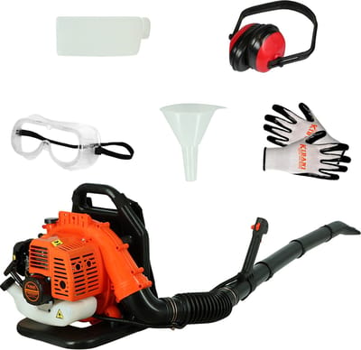 Kibani Benzine Bladblazer 42.7 cc / 1.7 pk incl. Accessoires - Luchtsnelheid 252 km/h - 1250W - Ruggedrager - Bladblazers - Gehoorbescherming - Werkhandschoenen - Veiligheidsbril