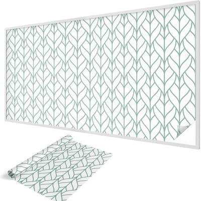 Wallfluent Glas in Lood Raamfolie - Plantsymmetrie Raamfolie Glas in Lood - 200x100 cm - Wit Zelfklevende Raamfolie Glas in Lood - Melkglas Folie met Glas in Lood Effect - Voor de woonkamer, voor het kantoor, voor de hal