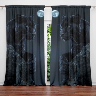 2 stuks Gordijn met panterprint voor huisdecoratie - Tunnel voor roede Raamdecoratie voor Slaapkamer, Kantoor, Keuken, Woonkamer en Studeerkamer 52.5cmX116cm X 2pcs gray