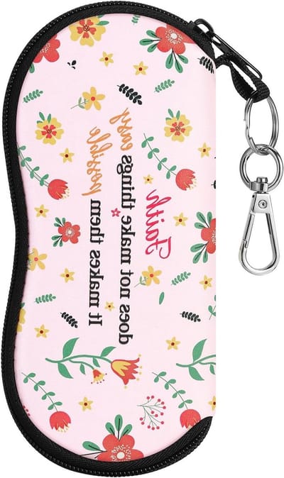 Zachte lenzenvloeistof en neopreen zonnebrillenzakje met ritssluiting voor mannen en vrouwen, roze bloemenprint, ideaal voor bescherming en stijl