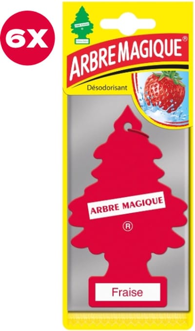 6 stuks Fraise Aardbei Arbre Magique Geurboom Luchtverfrisser voor in de auto – Car Parfum – Geurboompje – Geurbooster – Wonderboom – Geurverfrisser – Nieuwe Auto – Autogeur – Autoparfum – Geurblad - Zomer Fris
