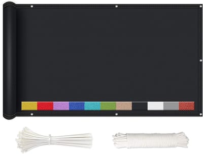 Balkon Inkijkbescherming - Terras Windscherm - Privacy Buitenleven - Scheurvast Waterdicht - 130 x 750 cm - Zwart