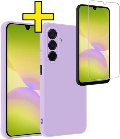 Hoesje - Met Screenprotector - Geschikt voor Samsung Galaxy A26 - Sterk & Shockproof - Back Cover - Siliconen Case - Telefoon Hoes - Telefoonhoesjes - Lila