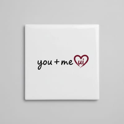 You + Me – Schattige Hart Liefdesquote Keramische Tegel 15 × 15 cm | Romantische Minimalistische Woondecoratie Cadeau