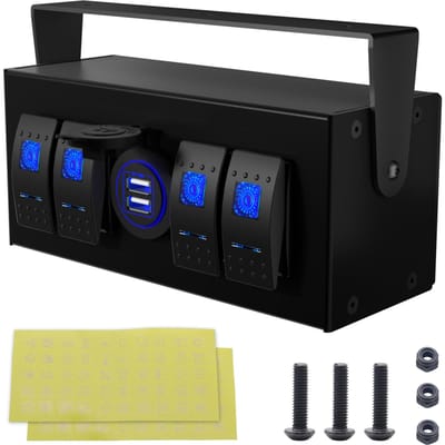 4-Gang Schakelaarpaneel 4-weg USB Snellaadapparaat Blauw Licht Schakelaar Dubbele USB 4.8A 1224V