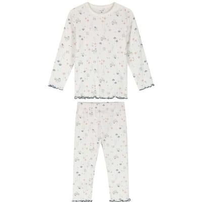 Prénatal peuter pyjama romantische rib - Meisjes - Ivoor wit - Maat 74
