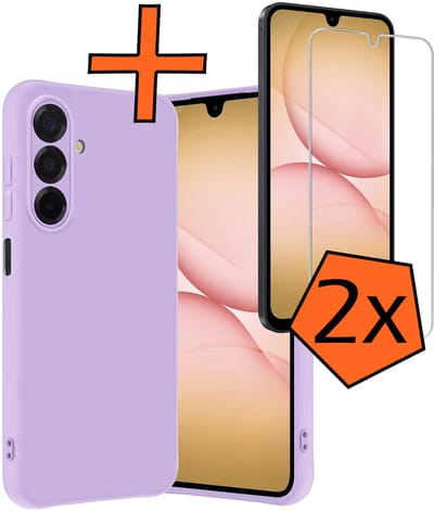 Hoes - Met 2x Screenprotector - Geschikt voor Samsung Galaxy A17 - Sterk & Shockproof - Back Cover - Siliconen Case - Telefoon Hoes - Lila