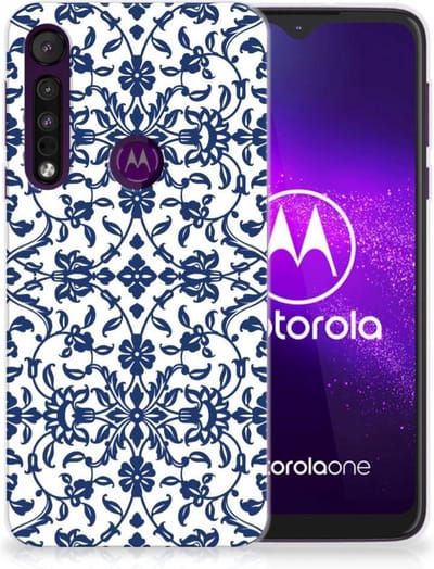 Motorola One Macro TPU Case Flower Blue