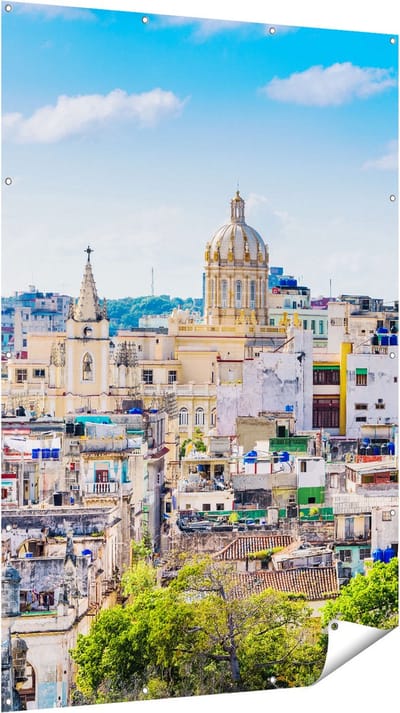 Gards Tuinposter Havana Stad in Cuba - 120x180 cm - Tuindoek - Tuindecoratie - Wanddecoratie buiten - Tuinschilderij