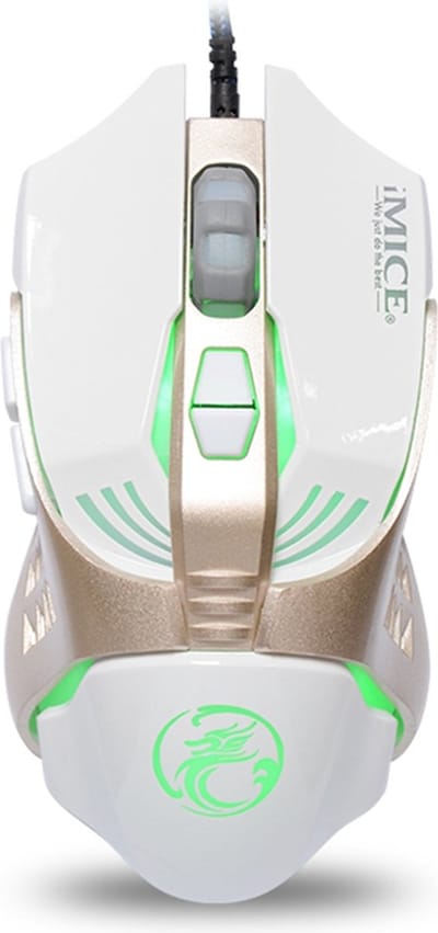 iMICE V5 USB 7 knoppen 4000 DPI bedrade optische kleurrijke achtergrondverlichting Gaming Mouse voor Computer PC Laptop (wit)