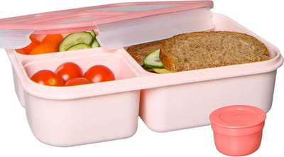 Lock&Lock Broodtrommel - Lunchbox - Bentobox - Lekvrij - BPA vrij - PFAS vrij - 1,5 liter - Brooddoos - Snackbox - Met Vakjes - Lunchtrommel - Salade lunchbox - Volwassenen en Kinderen - Roze
