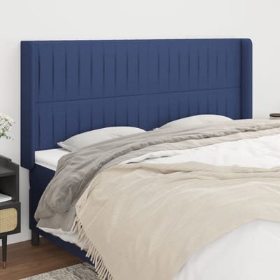 vidaXL - Hoofdbord - met - randen - 163x16x118/128 - cm - stof - blauw