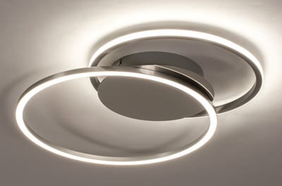 Lumidora Plafondlamp 74231 - Plafonniere - CUZCO - 2 Lichts - Ingebouwd LED - 24.0 Watt - 2400 Lumen - 2700 Kelvin - Zilvergrijs - Kunststof - Met dimmer - Badkamerlamp