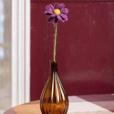 Wolvilt Herfst Margrietje - Paars&Groen - Fairtrade Homedeco - 38x8cm