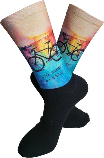 Verjaardag cadeau - Wielren fiets Sokken - Sokken - Fietsen - Valentijn cadeautje voor hem - Fietssokken - Print sokken - Valentijnsdag - Leuke sokken - Vrolijke sokken - Luckyday Socks - Aparte Sokken - Sokken waar je vrolijk van wordt - Maat 36-40