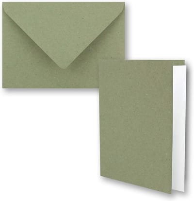 50 Vintage Vouwkaarten Donkergroen Kraftpapier B6 Blanco met Enveloppen