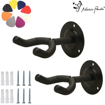 Twee stuks Gitaar muurbeugel met 8 Plectrum-Gitaarhouder-Muurbeugel voor Gitaar Viool Basgitaar - Metaal Rond