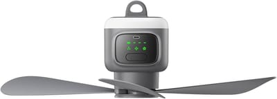 18 Inch Oplaadbare Plafondventilator met Licht - 12000mAh Accu - 4 Snelheden - 8 Uur Timer - Tot 16 uur Gebruikstijd - Geschikt voor Terras, Luifel, Tent, Veranda en Camper