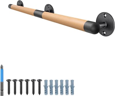 Houten leuning voor binnen, 81 cm hoge trapleuning, rond en antislip, ideaal voor ouderen en veiligheid