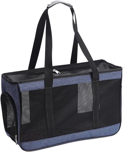 Kattendrager - Reistas Hond - Huisdier Vervoer - Ademend Gaasvenster - 50x30cm - Blauw