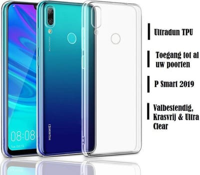 DrPhone P Smart 2019 TPU Hoesje - Transparant Ultra Dun Premium Soft-Gel Case - Transparant