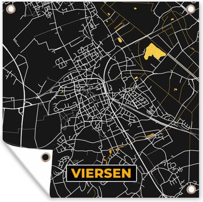 Tuin poster Viersen - Goud - Stadskaart - Plattegrond - Kaart - Duitsland - 200x200 cm - Tuindoek